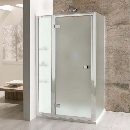 Volente 700mm Chrome Frosted Glass Hinged Shower Door