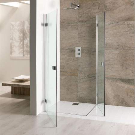58.801 Volente 800 x 800mm Chrome Double Hinge Corner Shower Enclosure Open Design