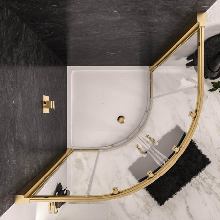 58.543 Volente Brushed Brass 1000mm Double Door Quadrant Shower Enclosure with Shower Tray