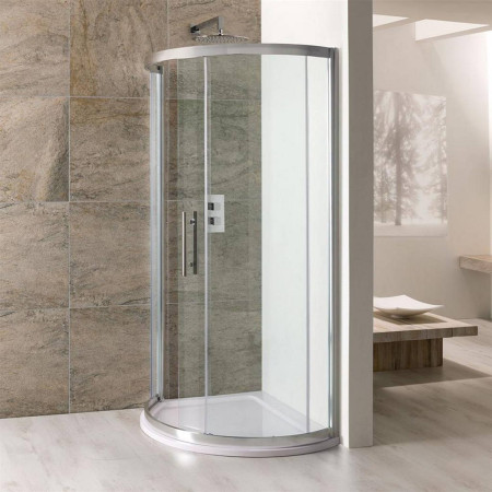Volente Chrome 1000 x 850mm Spacesaver Offset Quadrant Shower Enclosure