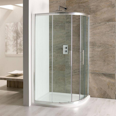 Volente Chrome 1300 x 760mm Double Door Offset Quadrant Shower Enclosure
