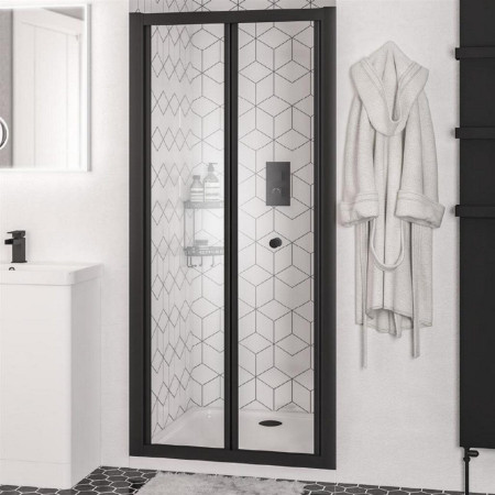 Volente Matt Black 700mm Bifold Shower Door