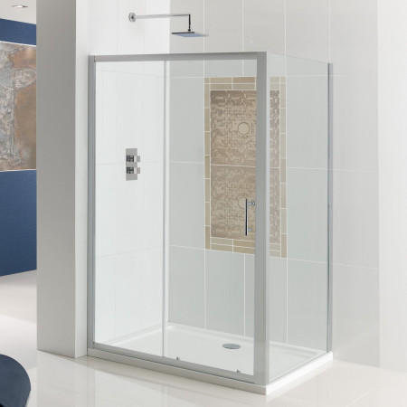 69.0017 Vulcan 1300mm Chrome Sliding Shower Door with Side Panel