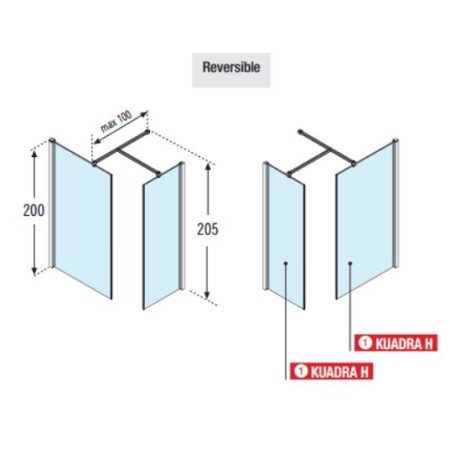 Novellini Kuadra H+H 770-800mm Shower Panels
