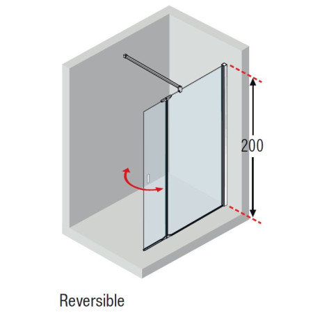 Novellini Kuadra H+HA 720-750mm Fixed Shower Panel & Pivoting Section