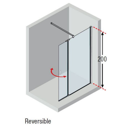 Novellini Kuadra H+HA 1170-1200mm Fixed Shower Panel & Pivoting Section