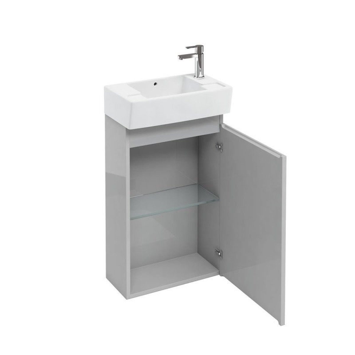 Britton Compact Floor Standing Lh Light Grey Cloakroom Vanity Unit 505 X 305mm Basin - Pale Grey Bathroom Vanity Unit