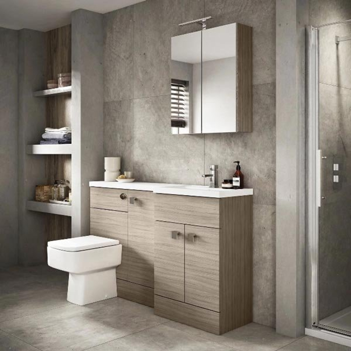 Hudson Reed Fusion 800mm Single Fitted Vanity Unit - Driftwood | OFF209