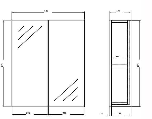 Hudson Reed Modular Quartet 600mm Mirror Cabinet in Hacienda Black