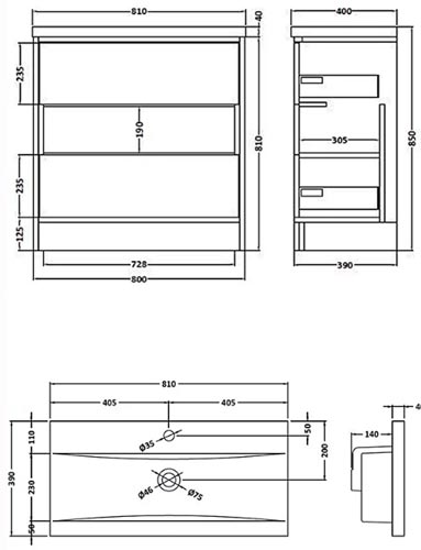 Hudson Reed Coast 800mm Floor Standing Unit & Basin 1 - Grey Gloss