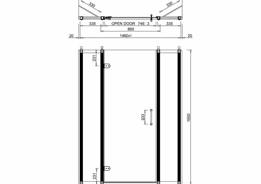 Burlington Hinged Shower Door & Inline Panel 1500mm