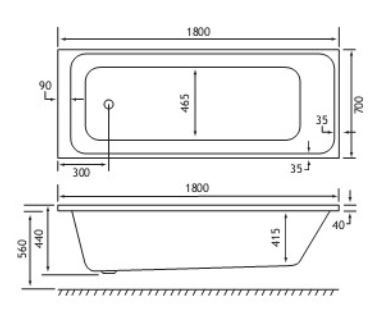 Milan Technical Drawing SE 1800 x 700mm