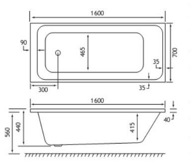 Milan Technical Drawing SE 1600 x 700mm