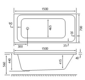Milan Technical Drawing SE 1500 x 700mm