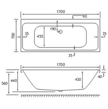 Milan Technical Drawing DE 1700 x 700mm