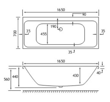 Milan Technical Drawing DE 1650 x 700mm