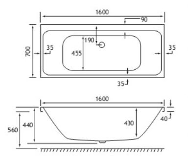Milan Technical Drawing DE 1600 x 700mm