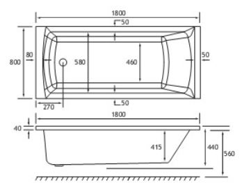 Rockall Technical Drawing SE 1800 x 800mm