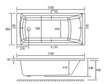Rockall Technical Drawing SE 1700 x 800mm
