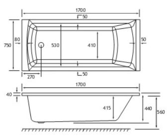 Rockall Technical Drawing SE 1700 x 750mm