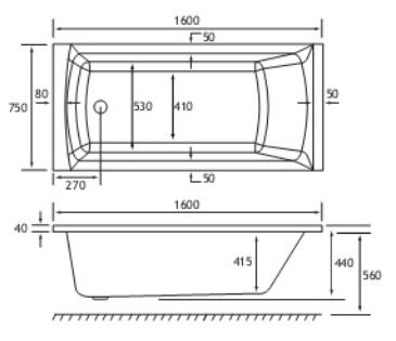 Rockall Technical Drawing SE 1600 x 750mm