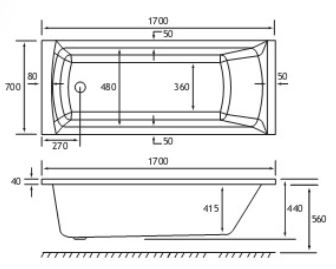 Rockall Technical Drawing SE 1700 x 700mm