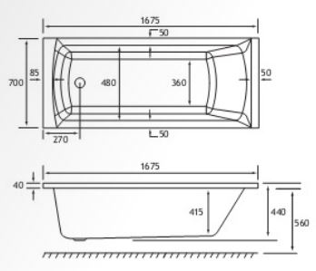 Rockall technical drawing SE 1650 x 700mm