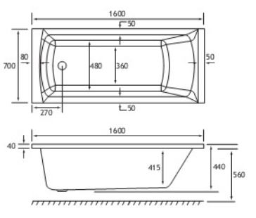 Rockall Technical Drawing SE 1600 x 700mm