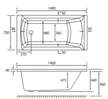 Rockall Technical Drawing SE 1400 x 700mm