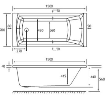 Rockall Technical Drawing SE 1500 x 700mm