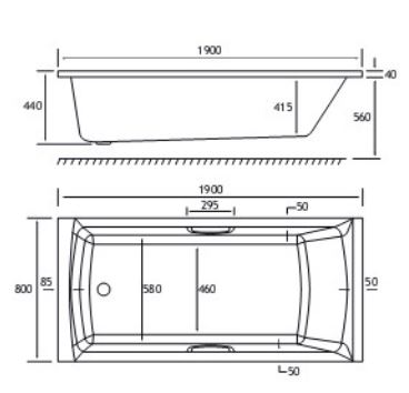 Rockall Technical Drawing SE TG 1900 x 900mm