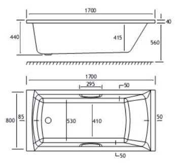 Rockall Technical Drawing SE TG 1700 x 800mm