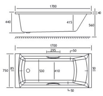 Rockall Technical Drawing SE TG 1700 x 750mm