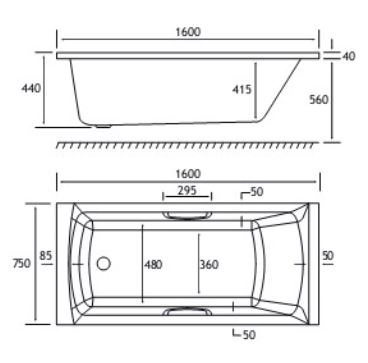 Rockall Technical Drawing SE TG 1600 x 750mm