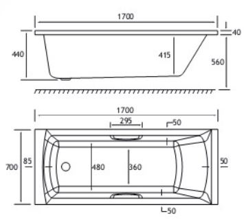 Rockall Technical Drawing SE TG 1700 x 700mm