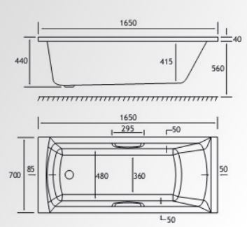 Rockall Technical Drawing SE TG 1650 x 700mm