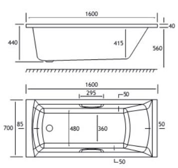 Rockall Technical Drawing SE TG 1600 x 700mm