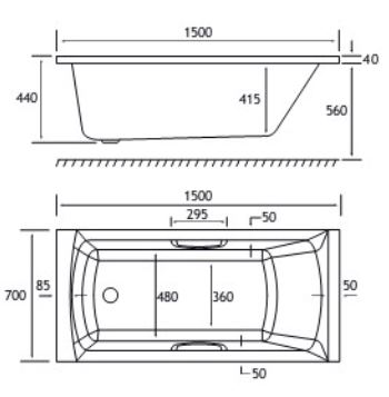 Rockall Technical Drawing SE TG 1500 x 700mm