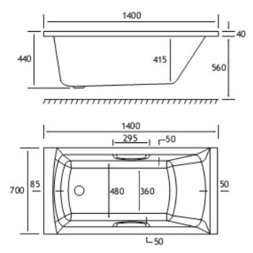 Rockall Technical Drawing SE TG 1400 x 700mm