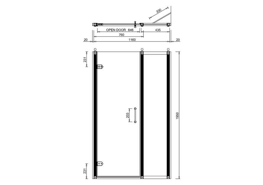 Burlington Hinged Shower Door & Inline Panel 1200mm
