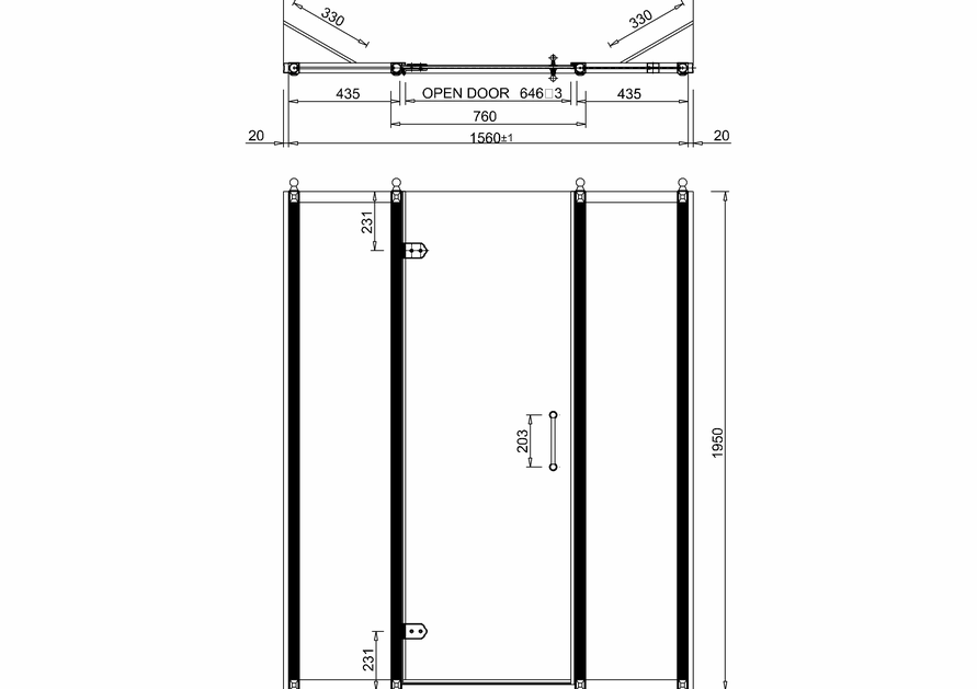 Burlington Hinged Shower Door & Inline Panel 1600mm