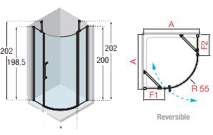 Novellini Young R1 Quadrant Solo Hinged + Inline 1000mm