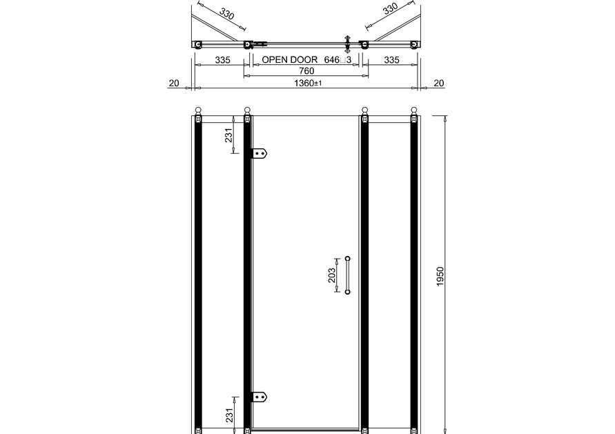 Burlington Hinged Shower Door & Inline Panel 1400mm