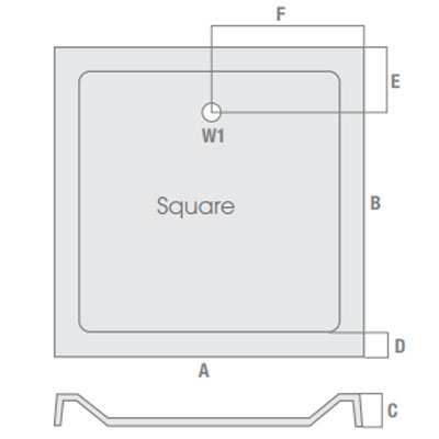 MX Elements 900 x 900mm Anti Slip Square Shower Tray with 90mm Waste