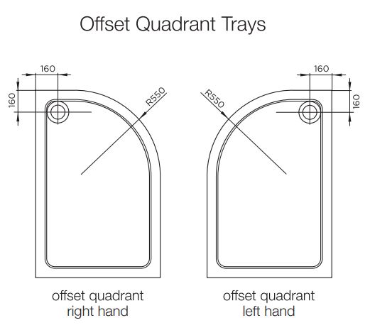 Aquadart 1200 x 900mm Offset Quadrant Shower Tray Right Hand