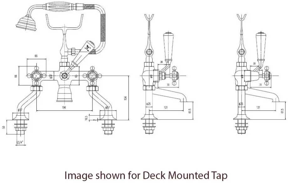Hudson Reed Topaz Wall Mounted Bath Shower Mixer