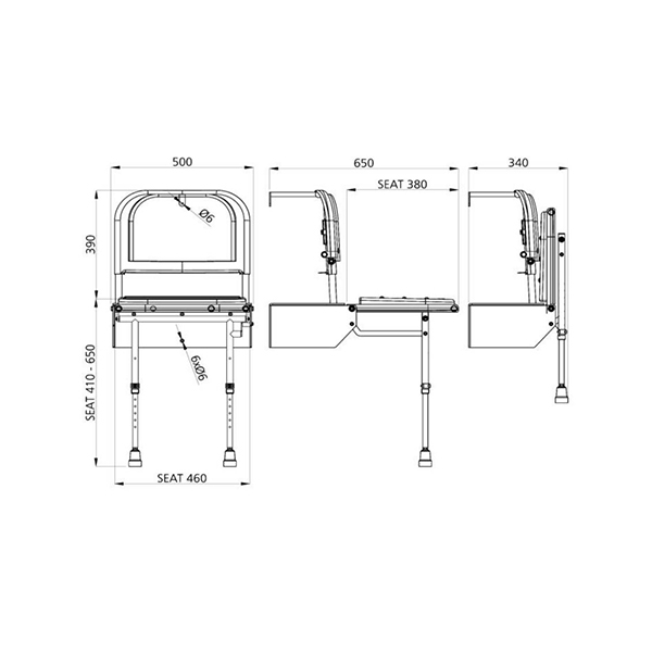 Bristan DocM Aluminium Shower Seat with Legs, White