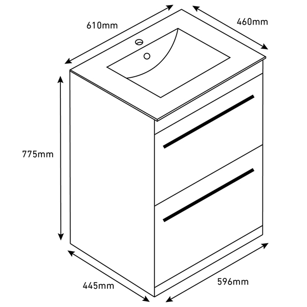 Kartell Purity 600mm Floorstanding Drawer Unit & Basin - White