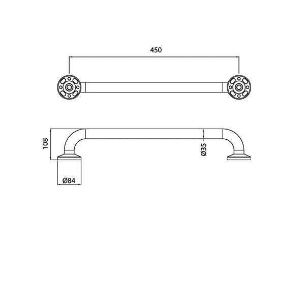 Bristan 450mm Aluminium Grab Rail, DocM Blue