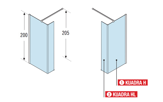 Novellini Kuadra H6 870-900mm Shower Panel & Deflector